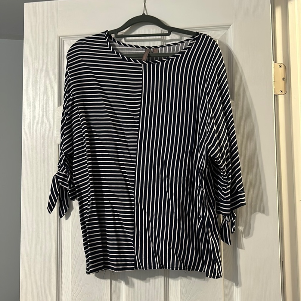 Navy Striped Blouse